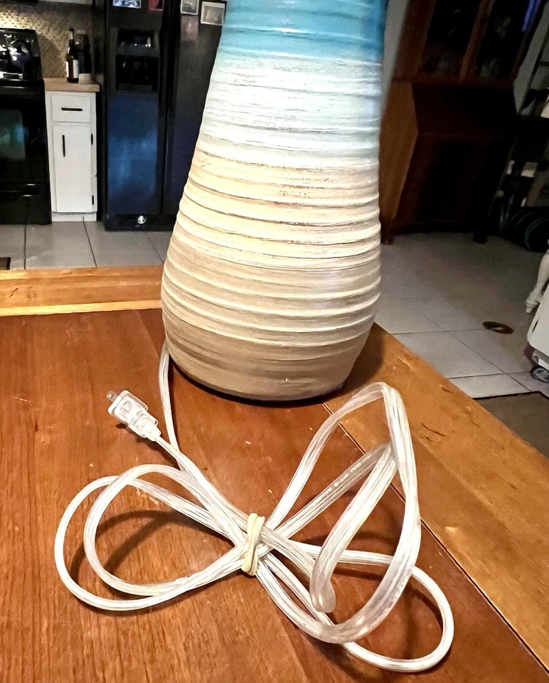 Lámpara de Mesa Reloj de Arena Acanalado Ocean Surf Arena Tonificada Tierra y Mar Costa Aqua 31" Foto 4 de 4