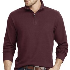 CHAPS CLASSIC-FIT HERRINGBONE 1/4 ZIP LONG SLEEVE PULLOVER SIZE XL WINE