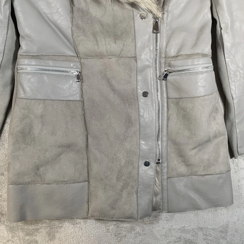 Abrigo River Island para mujer Reino Unido 14 flexión afgano imitación cuero piel retazos PennyLane Foto 4 de 4