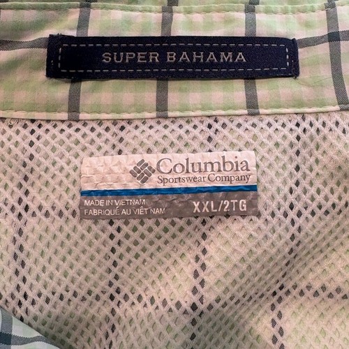 Columbia PFG Super Bahama Shirt Men's Fishing Button Down Vented Green Plaid XXL - Picture 6 of 7