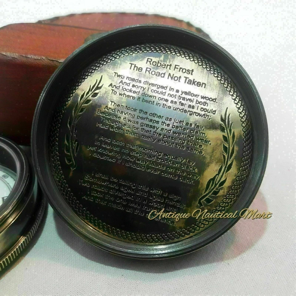 Nautical Brass Compass Stanley London 1885 With Leather Cover Antique Item Gift - Изображение 3 из 4