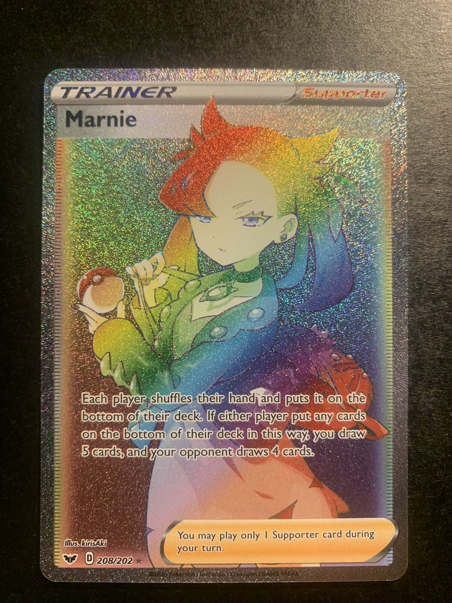 Pokemon Marnie (Trainer) Sword & Shield 208/202 Rainbow Secret Rare