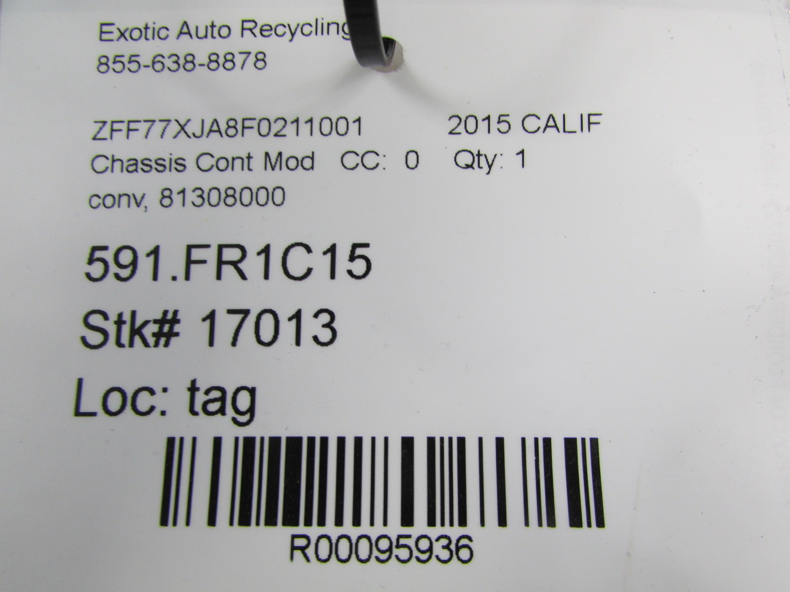 Ferrari California, Convertible Capote Control Unit, Used, P/N 81308000