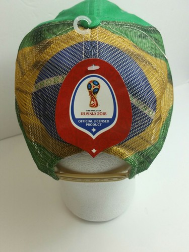 Brazil World Cup Soccer Hat National Team Green Trucker Mesh Top of the World - Picture 4 of 4