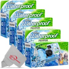4x Fujifilm QuickSnap 800 Waterproof Disposable 35mm Camera with Cleaning Cloth