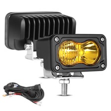 2x 3 Yellow Led Driving Lights Fog Ditch Pods Off Road Pickup Bumperwiring Kit