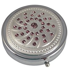 Purple Gems Amethyst Small Daily Medication Pill Box Organizer Case for Pocket