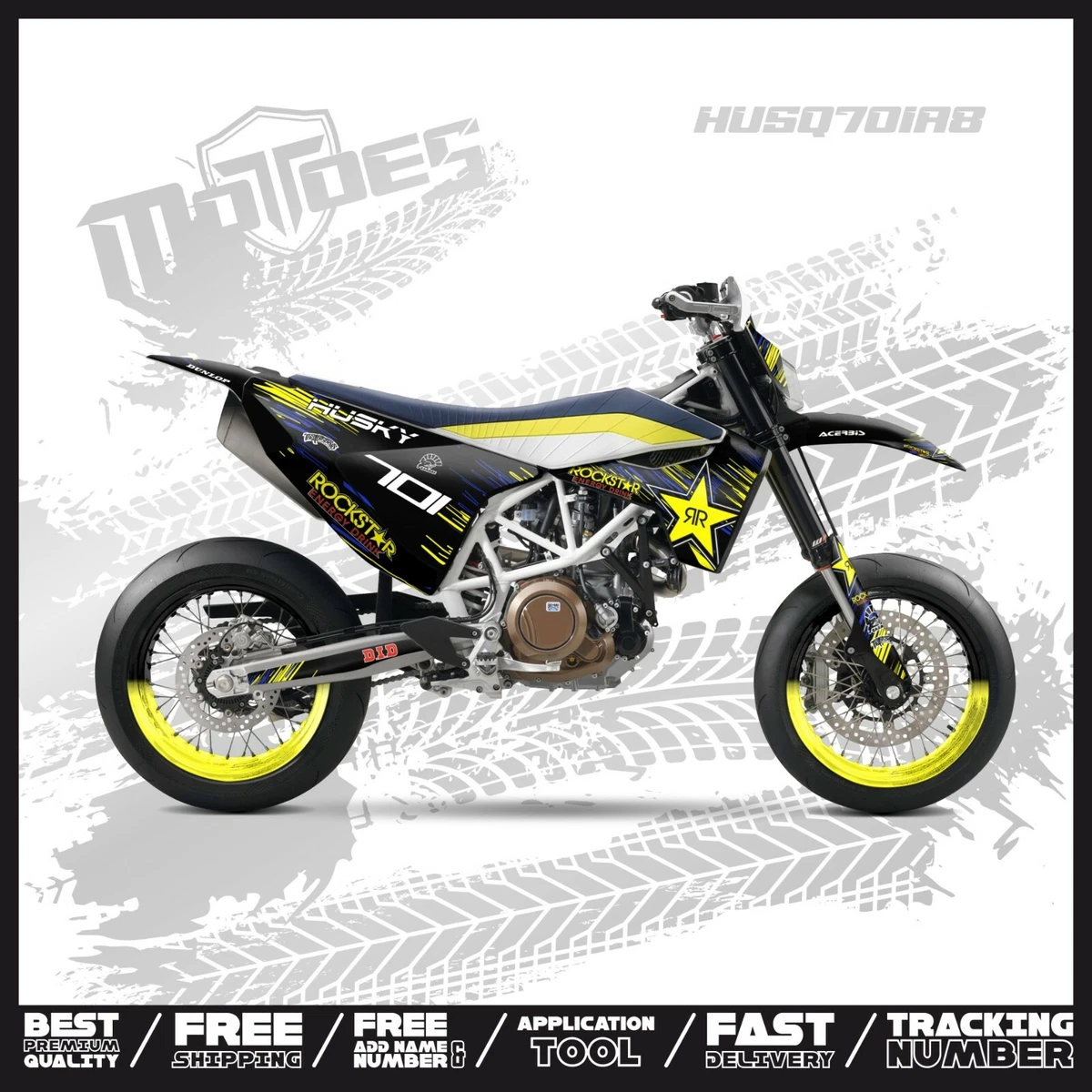 FIT : HUSQVARNA 701 2016-2022 SUPERMOTO CUSTOM DECAL GRAPHIC KIT