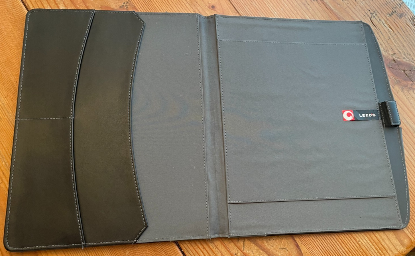 LEEDS Faux Leather Black Padded Portfolio ~ Embossed Logo ~ Item #6100-01