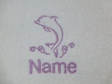 DOLPHIN Personalised Name Embroidered on a Hand Towel, Bath Towel or Bath Sheet