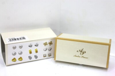 ANDRE PIASSO JEWELLERY EARRING SET PAIRS IN A SET SILVER AND GOLD  COLOURED UK