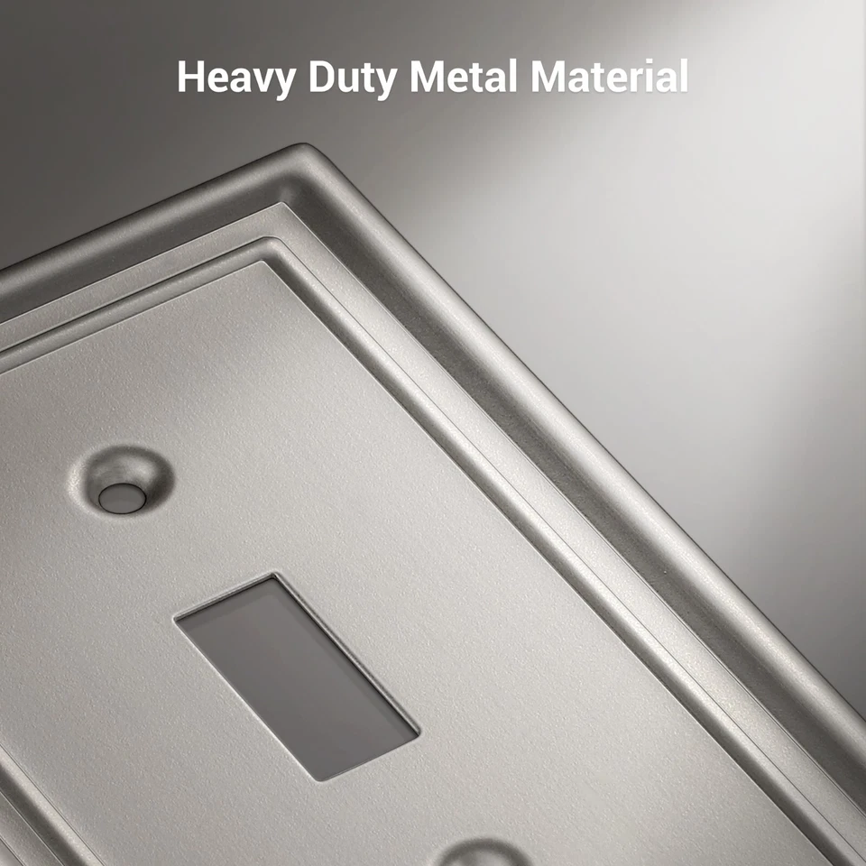 DEWENWILS 4Pack Wall Plates, Brushed Nickel Light Switch Cover Metal Face Plate - Image 2 of 4