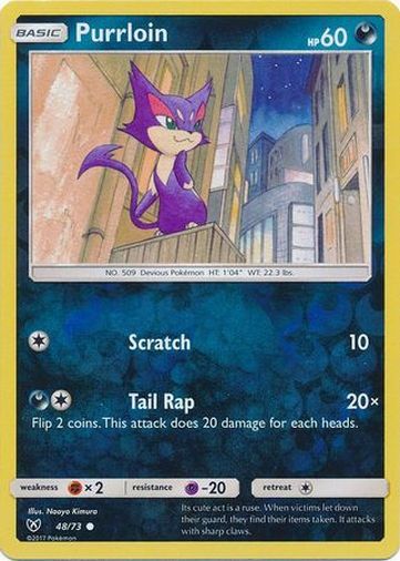 Pokemon Shining Legends Purrloin Reverse Holo 48/73