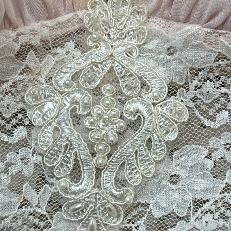 Apt 9 Intimates Camisón Mediano Rosa Encaje Cuentas Hada Volantes Lencería Caprichosa Foto 3 de 4