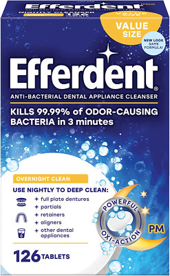 126 Retainer Cleaning Tablets, Overnight Whitening for Dentures & Dental Applian