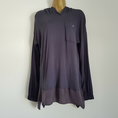 NEU Ex Wallis 8-22 UVP £30,00 grau Kontrastsaum Hoodie Top