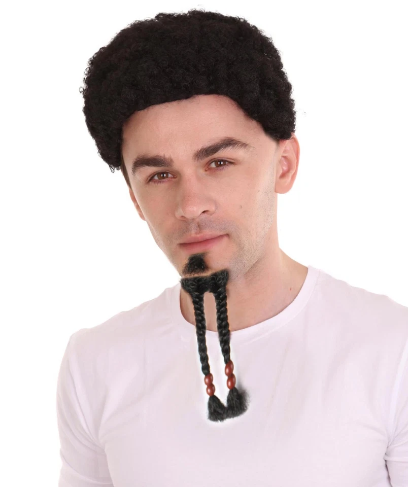 Cabello humano largo con cuentas de perilla cosplay para hombre M-1274 Foto 2 de 4