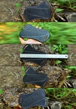 Leather Hand Engraved Pancake Fixed Blade Knife Belt Sheath Folding Pocket Case