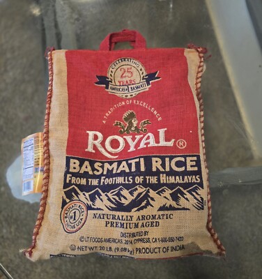 Royal Basmati Rice Bags (X2) 20lbs with zipper,  eco-friendly and can be reused 