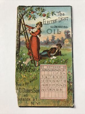 Trade Card Electric Light Illuminating Oil J0 Durrs Son October calendar