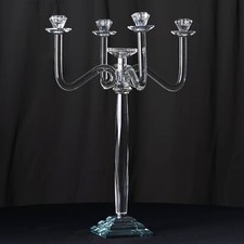 27" CLEAR 4 Arm Crystal Glass CANDELABRA CANDLE HOLDER Wedding Party Supplies