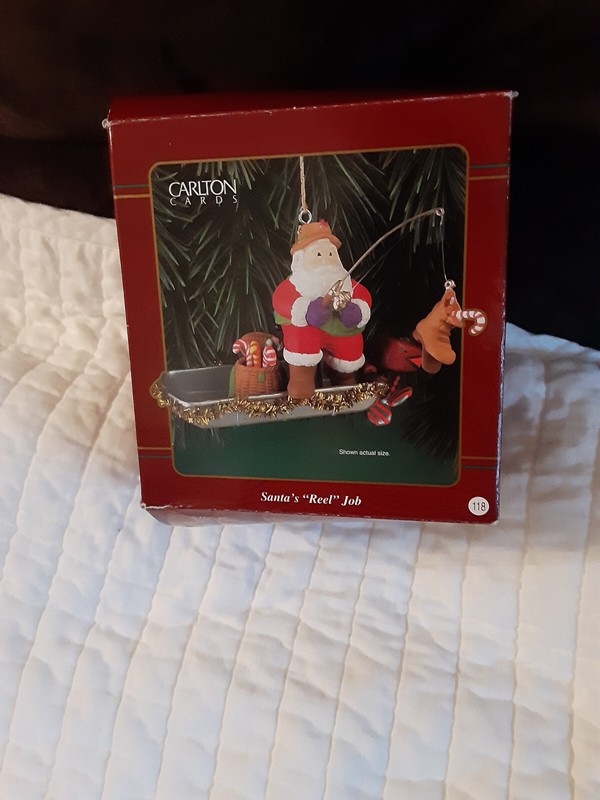 Carlton Santa Fisherman Ornament 1998 