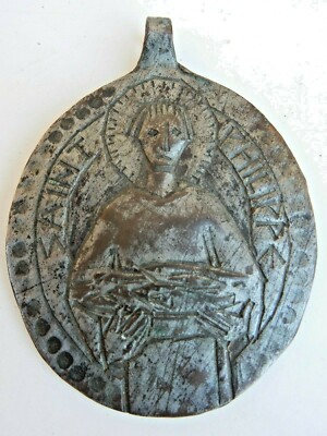   50er Jahre Ära Kitsch NAIVE MADE SIGNIERT (RIC WAL) MEDAILLE HEILIGER PHILIPPE KUPFERDOSE