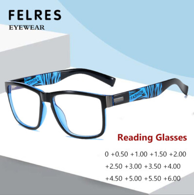 Men Women Square Frame Anti Blue Light Reading Glasses Retro Sports Glasses New