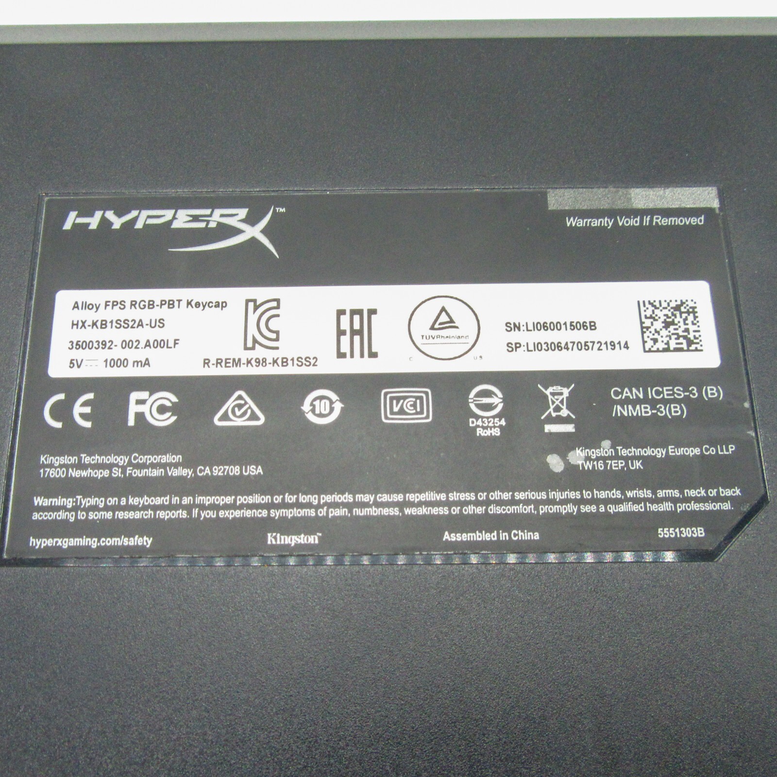 HyperX Alloy FPS RGB Full-Size Wired Mechanical Gaming Keyboard with RGB