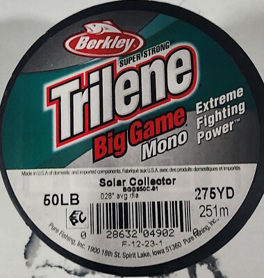 50 lbs mono fishing line Berkley Trilene Big Game Mono Fishing Line 50 LB 275 Yards Solar Collector