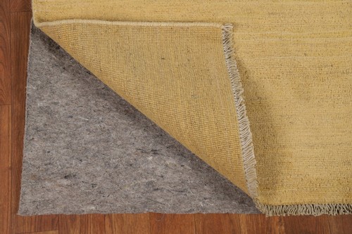 Elegant Handcrafted Gabbeh Solid Gold Wool Runner Rug - Limited Edition" 3x10 ft - Picture 8 of 17