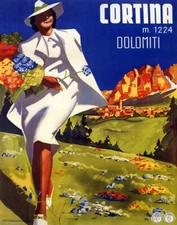 POSTER CORTINA DOLOMITES MOUNTAINS ALPS ITALY TRAVEL VINTAGE REPRO FREE S/H