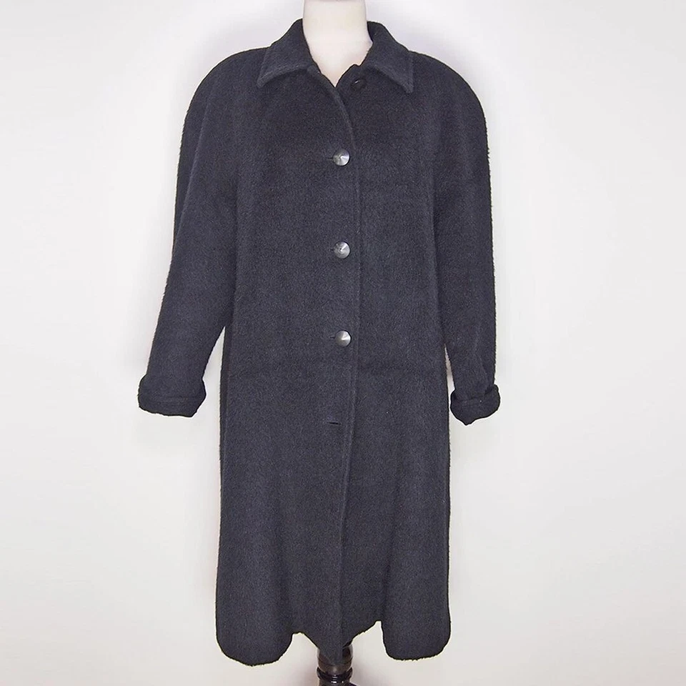 Marina Rinaldi плюшевый медведь пальто синий альпака мохер однобортный женщин размер 19 - Изображение 2 из 4