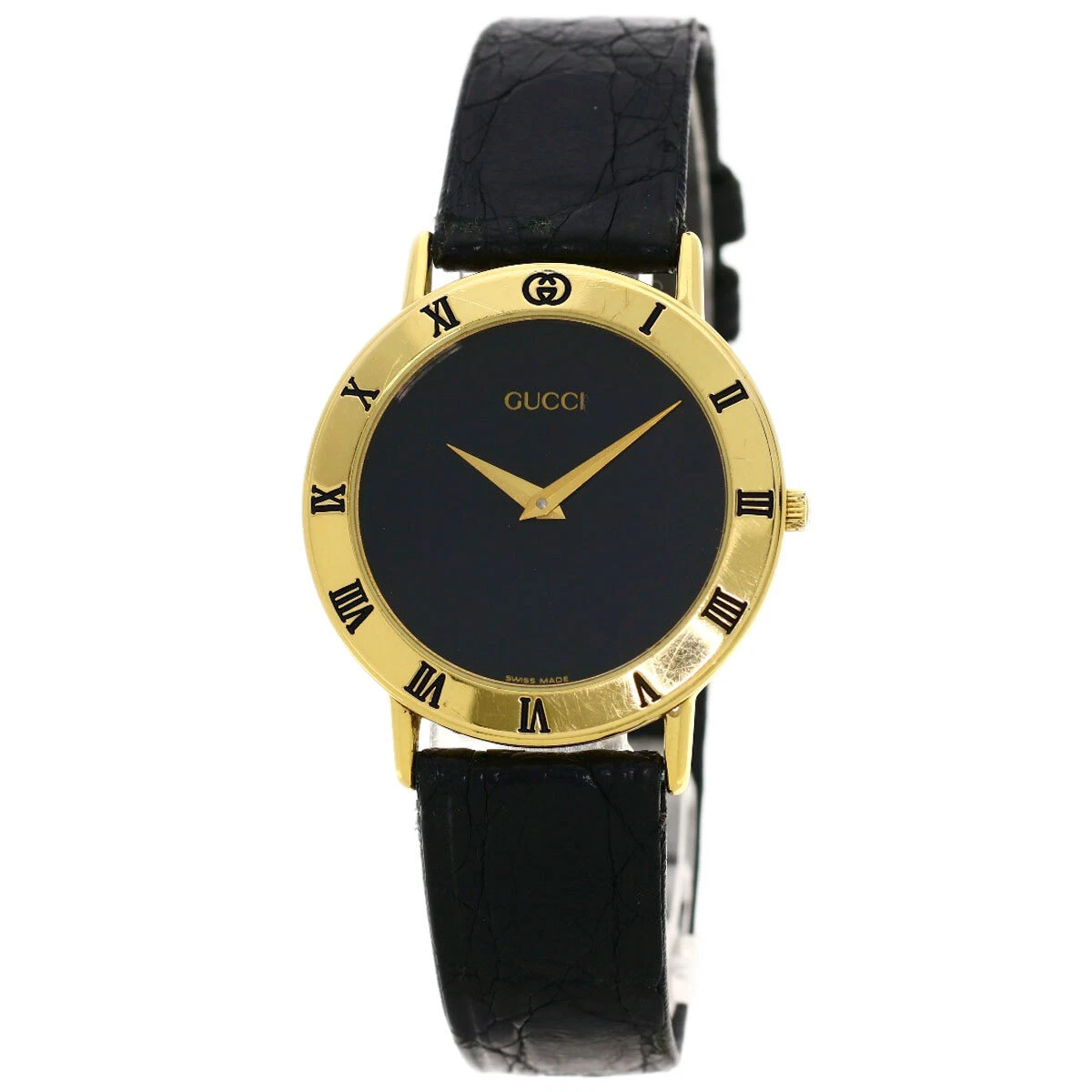 GUCCI Orologi Quadrante Tondo 3000 2M Placcato Oro Pelle Uomo