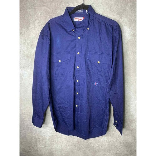 Tony Lama, Vintage Tony Lama Western Shirt Mens Medium Blue Button Down Long Sleeves Cowboy