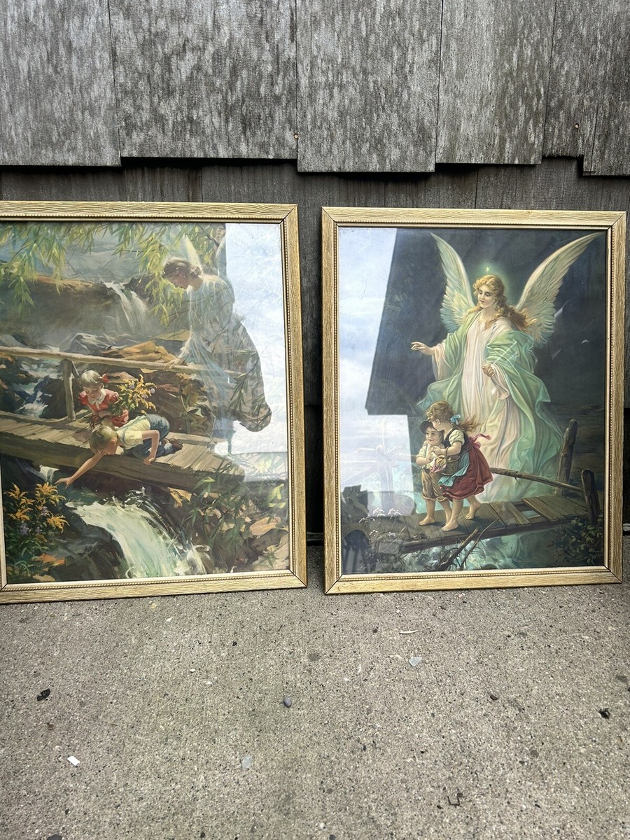 1950 Lithographs Framed The Guardian Angel and BY: Copr M