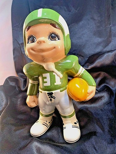 Vintage Ceramic Kid Holding A Football Hand painted #31