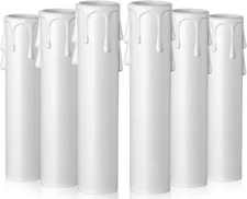 4" White Plastic Candelabra Base Drip Candle Covers-Sleeves - Set 6