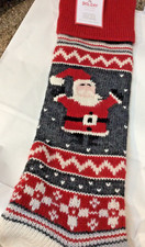 Pottery Barn Kids Natural Fair Isle Santa Claus Stocking NWT No Mono Christmas