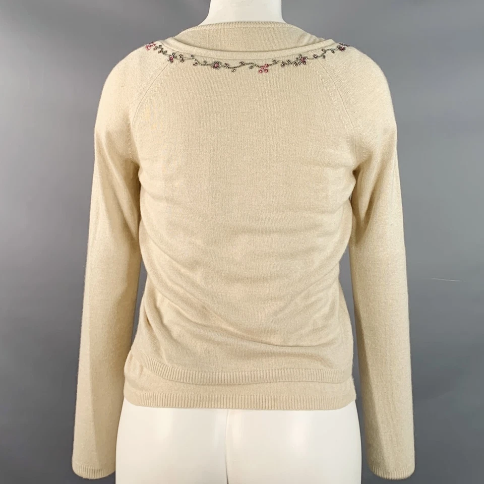 Conjunto Cárdigan BLUMARINE Talla 6 Beige Multicolor Rayón Mezcla Cachemira Cuentas Foto 4 de 4