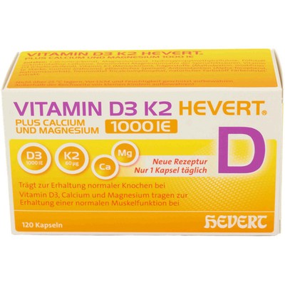 Vitamin d3 k2 Hevert+calcium U.magnes.1000 ie Kps. 120St - PZN 19295676