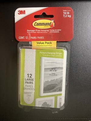 Command Large Picture Hanging Strips, 12 Pairs (24-Command Strips), Damage-Free