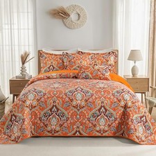 Cotton Quilts Queen Size, Queen Quilt Bedding Queen 90" 98" Bright Orange