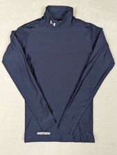 Under Armour Shirt Mens Small Blue ColdGear Mock Neck Base Layer Compression