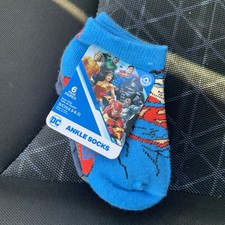 Justice League Boys Socks 6 Pack No Show Style Size Small 4.5-8.5 