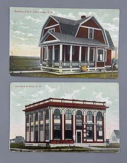 c 1910 ANTLER NORTH DAKOTA Bank FELTON RESIDENCE cartolina INUTILIZZATA antica