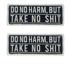 Do No Harm Funny 2PC 4x1.5 Inch Iron or Sew on Patches for Clothes  Costumes