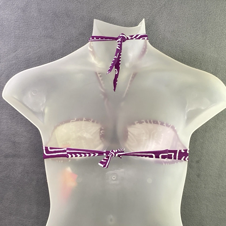 Top de bikini Cia Maritima para mujer talla M púrpura blanco oro anillo halter corbata brasileña Foto 3 de 4