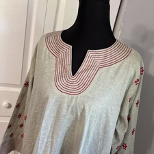BNWT NISHAT Pret Embroidered Beige VNeck PATTERNED COTTON Caftan