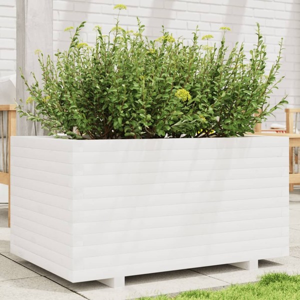 PflanzküBel BlumenküBel Blumenkasten Pflanzkasten Weiß Massivholz Kiefer Vidaxl-image